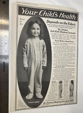 Antique c1919 Ad: Dr. Denton Soft-Knit Sleeping Garments, Adorable Print 10x15