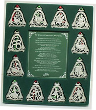12 Days of Christmas Ornament Set, Set of 12 Metal Ornaments, 3 1/8-Inches, By picture