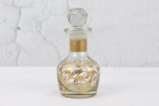 Vintage French Oil Perfume Bottle Antique Gold Pattern Design Glass Cap picture