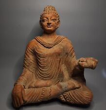 A LARGE GANDHARA TERRACOTTA STATUE OF A SEATED BUDDHA. 44cm HEIGHT X 33CM picture