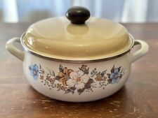 Vintage Crowning Touch Enamalware Spring Bouquet 10in Cooking Pot picture