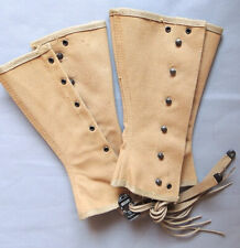 Vintage WWII US Army M-1938 Khaki Canvas Military Spats Gaiters/Leggings-EXC picture