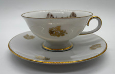 Vintage Hand painted WEIN Teacup & Saucer Gold Trim Wien Schloss Schonbrunn Rose picture