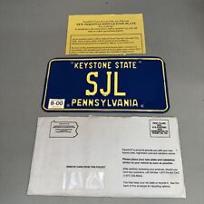 Vintage SJL Pennsylvania PA Personalized License Plate Expired Keystone State 00 picture
