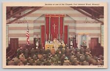Fort Leonard Wood Missouri MO - Services at Chapel Soldiers 1942 Postcard picture