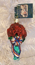 2001 PATRIOTIC ROSE BOUQUET OLD WORLD CHRISTMAS -BLOWN GLASS ORNAMENT NEW W/TAG picture