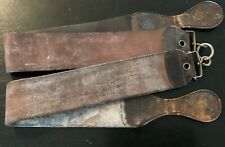 Rare Vintage Antique LEATHER BARBERS DOUBLE RAZOR STRAP Brass Fittings picture