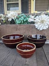 Vintage Primitive Stoneware Miscellaneous 3 Piece Set Mixing Bowls picture