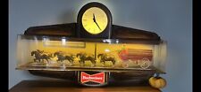Working Vintage 1970’s Budweiser Clydesdales clock w/ Wagon Hanging light. picture