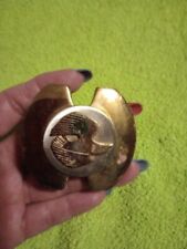 Vtg Solid Brass & Silver Colored Flying  Bird Small Belt Buckle. 50's ? picture