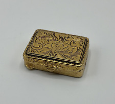 Gold Tone Vintage Florenza Small Tiny Trinket Box Pill Box picture
