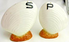 Vintage Clam Shell Oyster Sea Seashell Ocean Bone China Salt and Pepper Shakers picture