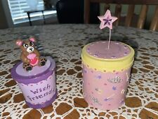 2 Vintage Claire's Y2K Bear / Wing Heart Trinket Box/Wish Friends Love 2003 & 04 picture