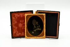 Antique 1/6th Plate Ambrotype Grandmother Woman & Baby Hand-Tinted Rose Cheeks picture