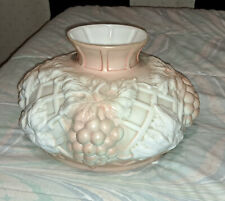 Antique large Milk glass and Pink Raised Grapes and lattice Desige Parlor lamp picture