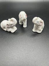 1960's Three Vintage Miniature Grey Elephants With Trunks Up Made Of Porcelain picture