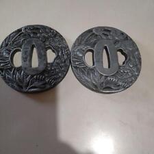 Tsuba 2 Pieces Together With Inscription from Japan picture