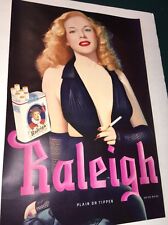 Original Raleigh Cigarette Poster Sign Pin Up Beauty 1940s Minty Old Guaranteed picture