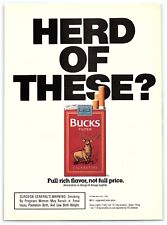 1990 Bucks Filter Cigarettes Print Ad, Herd of These? Male Deer Artwork Pack Red picture