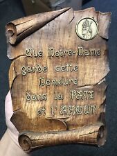 Vintage Notre Dame Wall Hanging Wooden Plaque 7”x5” picture