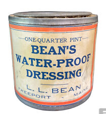 Vintage  LL BEAN'S Water-proof Dressing 1/4 Pt Can Paper Label Collectible Maine picture