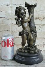 100% Solid Genuine Bronze Cherub Angel Putti  Museum Quality Artwork Statue Sale picture