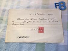 Rare 1909 Challinor & Shaw Co Solicitors Letter/Bill With Stamp Payment picture