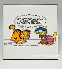 Vintage 1978 Garfield Tile Plaque Picture With Easel Stand Valleys & Dips White picture