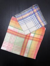Two Vintage Granny Chic Tablecloths Woven Plaids Nubby picture