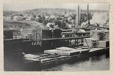 Bayfield Wisconsin WI Wis postcard pc rppc Docks Lumber Town Landscape picture
