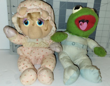 Muppet Babies 1984 Baby Kermit Frog Miss Piggy Plush Hasbro Softies Pampers Set picture