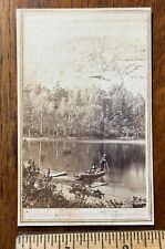 Antique CDV landscape men boating Echo Lake North Conway NH picture