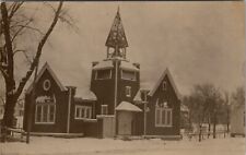 Beemer Nebraska RPPC Congregational Church Homes c1910 Snow Scene Postcard W20 picture