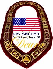 Masonic ROYAL ARCH MARK MASTER Metal Chain Collar RED VELVET USA SELLER picture