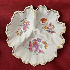 RARE ca 1940s GOLD CASTLE CHINA JAPAN HANDLED BOWL DIVIDED DISH FLORAL PATTERN picture