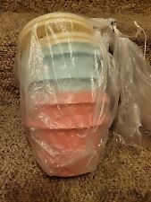 Tupperware Servalier Bowls Set One Touch Seals 20 oz 2Candy Pink/2Sky Blue picture