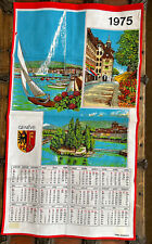 1975 Vintage Fisba Stoffels Geneve Switzerland Calendar Souvenir Tea Towel picture