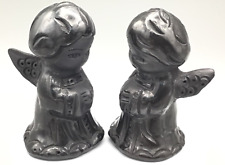 Vintage Set of 2 ANGELS Artisan Hand-crafted CLAY Figurine picture