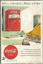 1948 Coca-Cola Soda Vintage Print Ad Bottle Machine Gas Pump Woman Driving Car picture