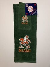 Vintage Miami Huricanes Embroidered Towel & Wash Cloth Bath Set - NWT picture