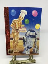 1993 Topps Star Wars Galaxy #76 R2-D2 C-3PO Even Droids Celebrate Birthdays picture