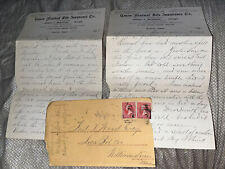 Antique 1896 Union Mutual Life Insurance Company Correspondence - Boston MA Mass picture