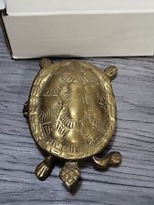 Vintage Brass Turtle Hinged Trinket  Dish Brass Turtle picture