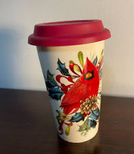 NEW Lenox Winter Greetings Cardinal Thermal Travel Mug Cup Tumbler Porcelain picture