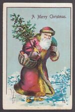 Santa Claus carrying Christmas tree embossed postcard 1905 picture