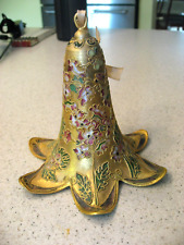 Vintage Large Tulip Shaped Bell with Clapper Cloisonne Christmas Ornament - 5
