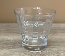 Crown Royal Drinking Glass Whisky Bar White Logo Man Cave Basket Weave 3.5” picture