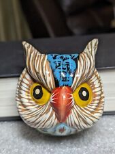 Handpainted Owl Head Magnet Refrigerator Decor 3.5