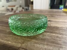 Vtg Avon Green Glass Jewelry Trinket Soap Dish Candle Holder Floral Embossed  picture