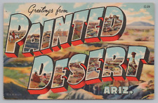 Postcard Large Letter Greetings From Painted Desert Arizona Unposted Linen picture